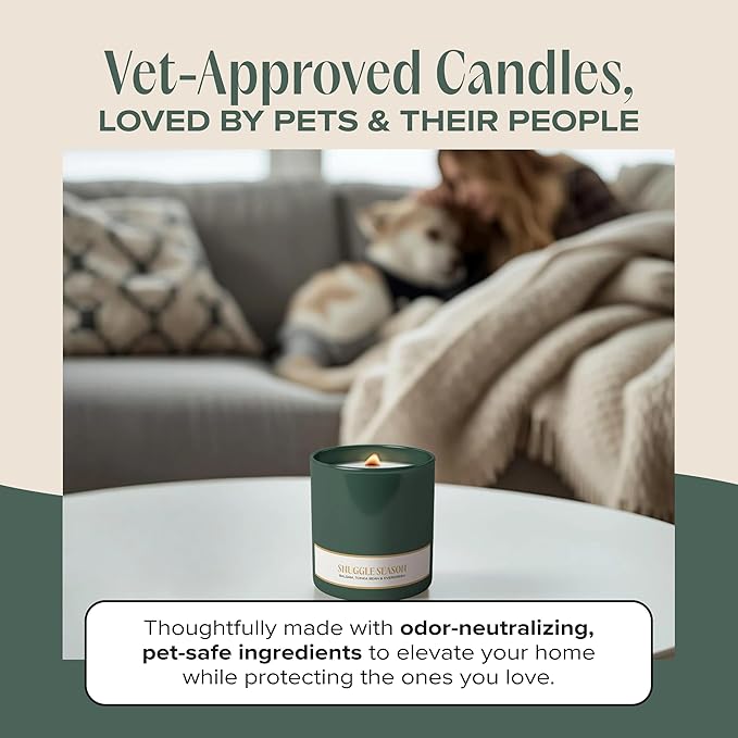 Companion Candles Snuggle Season Pet-Friendly Scented Candle – Balsam, Tonka Bean & Evergreen Fragrance - Coconut Soy Wax Candle with Wooden Wick, Approx. 50-Hour Burn Time, Made in USA, 11.8 oz