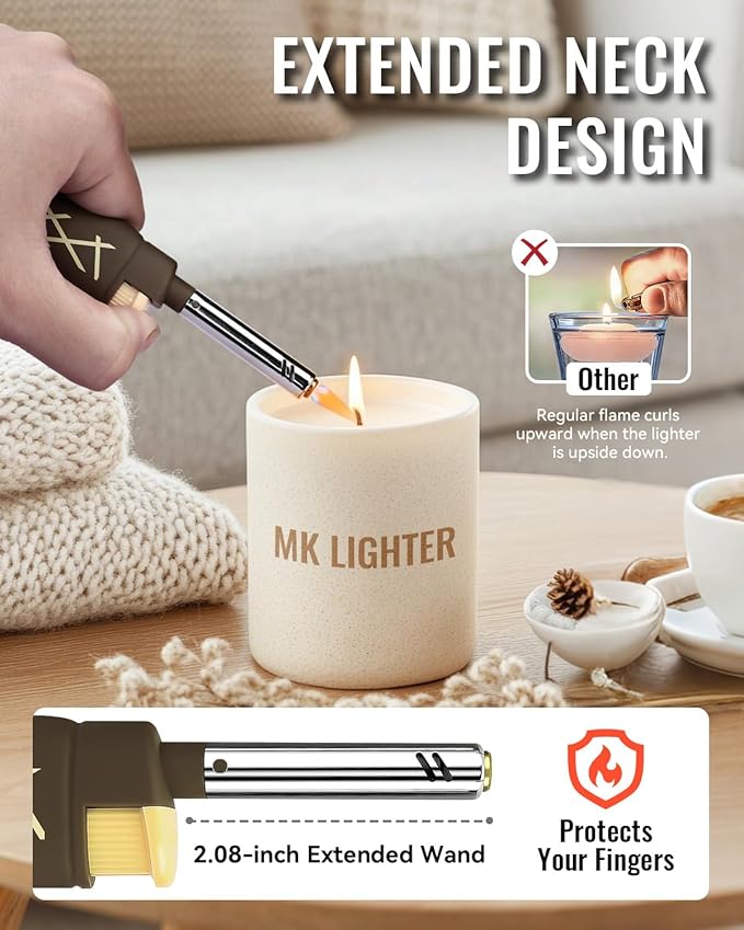 MK Lighter 5pcs. Outdoor Series Candle Lighters, Windproof Torch Flame, BBQ Grills, Camping Lighters, Outdoor Activities, Refillable Butane, Multipurpose Lighters (Assorted-5pc)