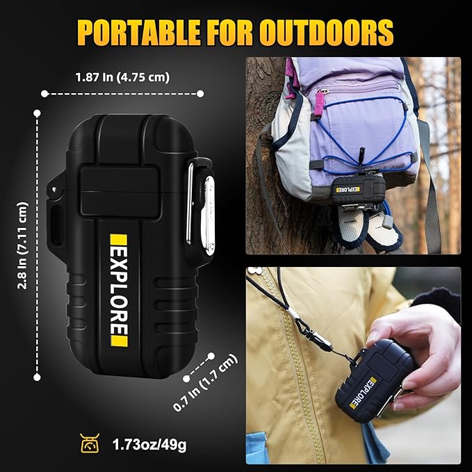 LcFun Electric Lighter Windproof Dual Arc USB Rechargeable Flameless Plasma Lighters Waterproof Matches for Camping Hiking Survival Tactical Gear Birthday Gifts for Men Husband