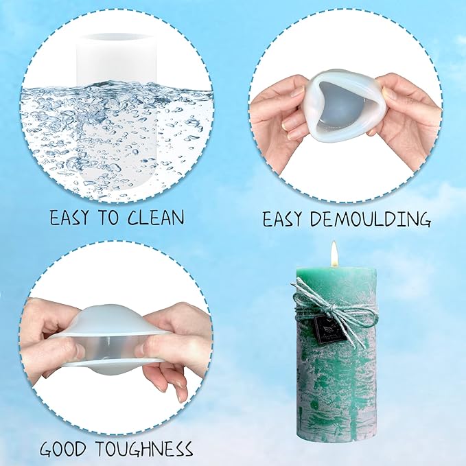 Cylinder Silicone Candle Molds for Candle Making, Pillar Resin Casting Moulds for Resin Soap Flower Insect Specimen Wax Making Polymer Clay DIY Craft