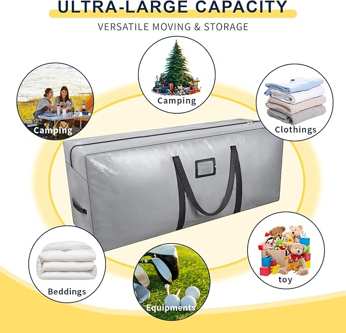 264L Extra Large Storage Bags, Heavy Duty Huge Moving Bags with Zipper and Stronger Handles, Waterproof Material Protects from Dust and Moisture, Big Foldable Duffle Bag for Travel Storage
