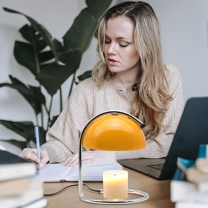 Modern Metal Candle Warmer lamp, Compatible with Yankee Candle Large Jar, with Timer Warmer Candle Lamp, Suitable for Melting and Heating Jam Candles in Small and Large Jars (Orange)