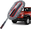 YeewayVeh Car Duster Exterior Scratch Free Microfiber Car Cleaning Brush, Extendable Handle Pollen and Dust Brush for Truck, SUV, Vehicles and Home Cleaning, Gray and Red