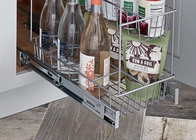 ClosetMaid 32105 Premium Wide 3-Tier Compact Kitchen Cabinet Pull-Out Basket, 8.75-Inch