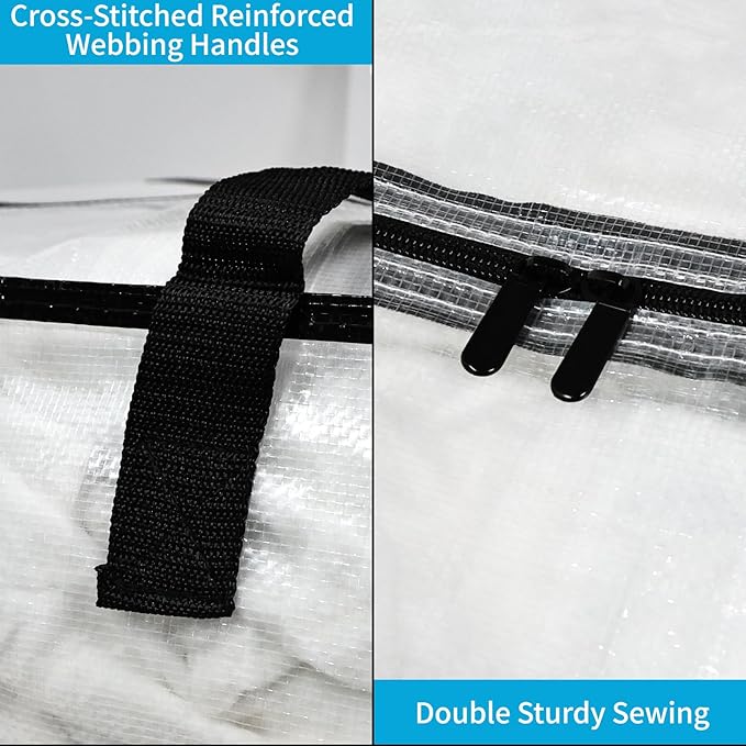 Clear Moving Bags – 8 Pack Large Foldable Storage Bags with Handles and Straps for Clothes, Bedding, and Seasonal Items