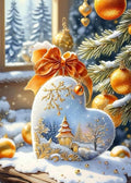 KINPLUB Christmas Diamond Art Kits for Adults Beginners, Christmas Winter Love Heart Diamond Painting Kits for Adults, DIY Full Drill Round Gem Art Dots for Home Wall Decor 12x16 Inch