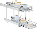 LOVMOR Individual Pull Out Cabinet Organizer, 2 Tier Slide Out Cabinet Drawers, Pots and Pans Organizer and Storage Pantry Shelf for Kitchen (7½" W x 21½" D)