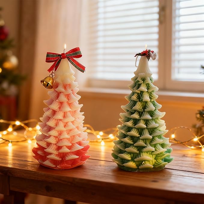 Christmas Tree Candle Molds, Resin Christmas Silicone Molds for Candles, Moldes para Velas De Navidad, Wax Candle Making Molds for DIY Chocolate, Soap