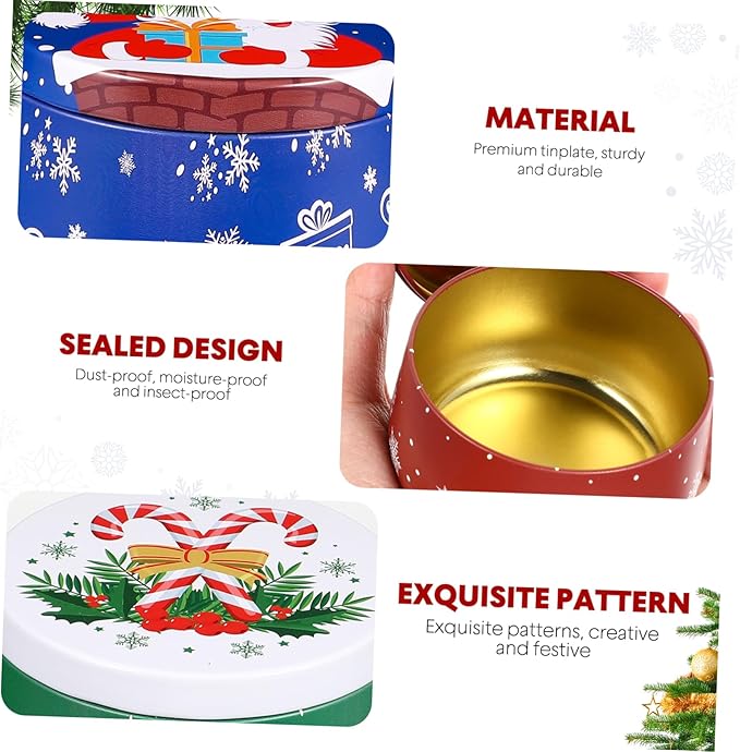 Christmas Cookie Tins for Gift Giving, 8PCS Christmas Tins Can with Lids, Holiday Cookie Containers Candle Jars with 8PCS Tags for Candy Spices Tea DIY Baking Candles Party Favors Storage