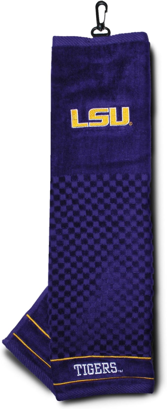 Team Golf NCAA LSU Tigers Embroidered Golf Towel Embroidered Golf Towel, Checkered Scrubber Design, Embroidered Logo