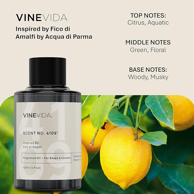 VINEVIDA [10mL] Fico di Amalfi Fragrance Oil for Candle Making - Natural Candle Oil Scents - Soap Making Essential Oil - Made in USA
