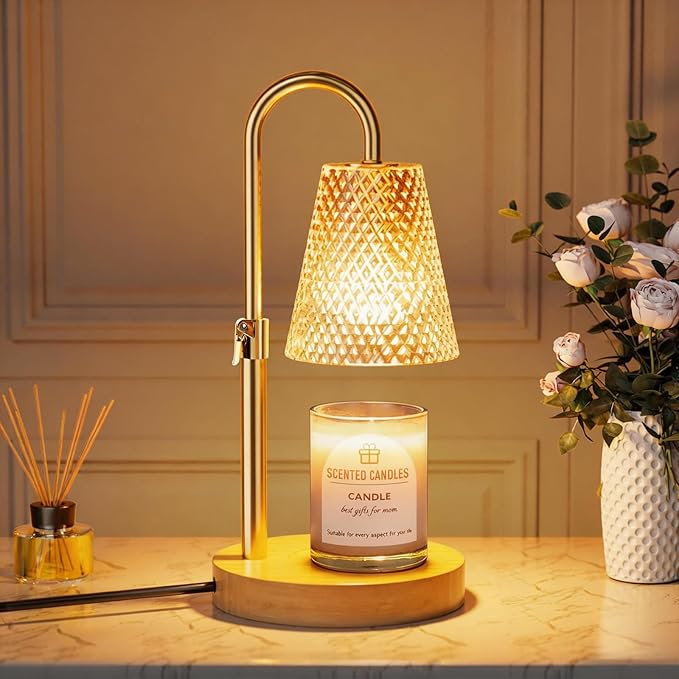 Hyrion Candle Warmer Lamp with Timer Dimmer, Adjustable Height Wax Warmer for Scented Jar Candles, Flameless Candle Melter with 2 Bulbs, Perfect Housewarming, Birthday Gifts for Women, Mom, Home Decor