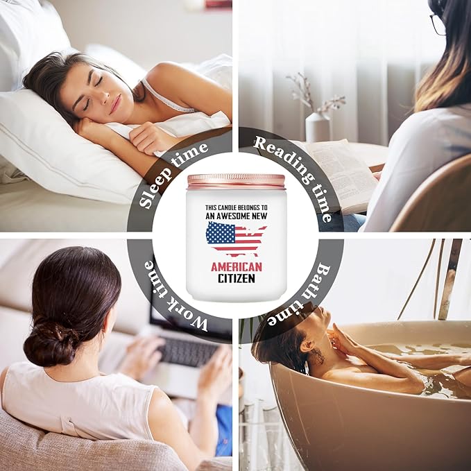 New American Citizenship Gifts - Congratulations New American Citizen Present - Cool US Flag Candle Gifts for 2025 US Citizenship, Women, Men, Friends, Family