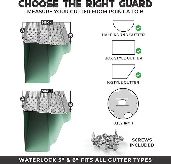 5" Gutter Guards Leaf Protection, Domestic Aluminum Gutter Covers 5 Inch (200 Feet, High-Gloss White)