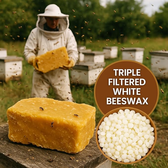 10Lb Organic White Beeswax Pellets - Beeswax for Candle Making Triple Filtered Candle Wax for DIY Cream, Lip Balms, Lotions, and Soap Making Supplies, Cosmetic Grade Easy Melt Pure and Natural BeesWax