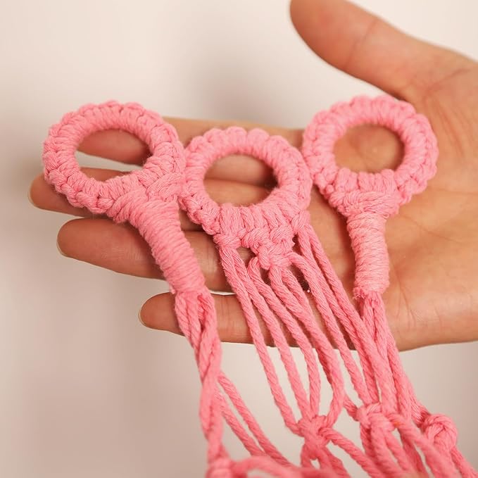 YKBU Stuffed Animals Hammock Corner Hanging Net Macrame Stuffed Animal Storage Plush Toy Holder Toy Organizer for Boho Nursery Playroom Bedroom Kids Room (pink, m)