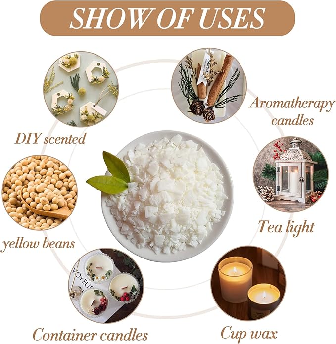Sukh Soy Wax for Candle Making - Natural Soy Wax Flakes Pure Cera para Velas Candle Making No additives Supplies for Container,Cup,Scented,DIY