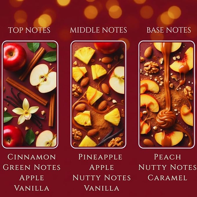 Apple & Cinnamon Scented Candle – Dual Light Glow Jar Candle (Real Flame + Heat Activated LED), Soy Wax Blend Aromatherapy Candle, 40-Hour Burn, Candle for Bedroom, Bathroom & Home Gift, 7oz