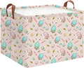 Rectangle Pink Rabbit Easter Basket with Handles,Collapsible Kids Toys Bin,Cute Baby Storage Basket,Books Box,Gift Basket(Pink Rabbit Easter Basket)