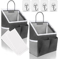 Kanrichu 2pcs Wall Hanging Baskets for Organizing, Hanging Storage Bag as Over the Door Organizer, Wall File Organizer, Rv Storage and Organization. For Bedroom, Office, Camper (Black-Upgraded)
