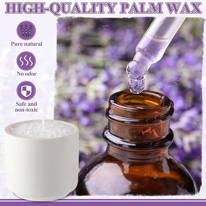 Conelist 1lb Lavender Scented Pearled Candle Sand Wax Set Customized Powder Making Candles Refill Kit Palm Wax All Natural Non Toxic with 10 Wicks for Graduation Thank You Teacher Gifts DIY Making