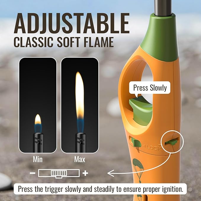 MK Lighter, 2-Pack Lighters Long, 9-Inch Extra-Long & 360° Flexible Neck Multipurpose Long Lighter Refillable Adjustable Flame Lighters for Candle, BBQ, Grill, Fireplace, Stove (Random Color Combo)