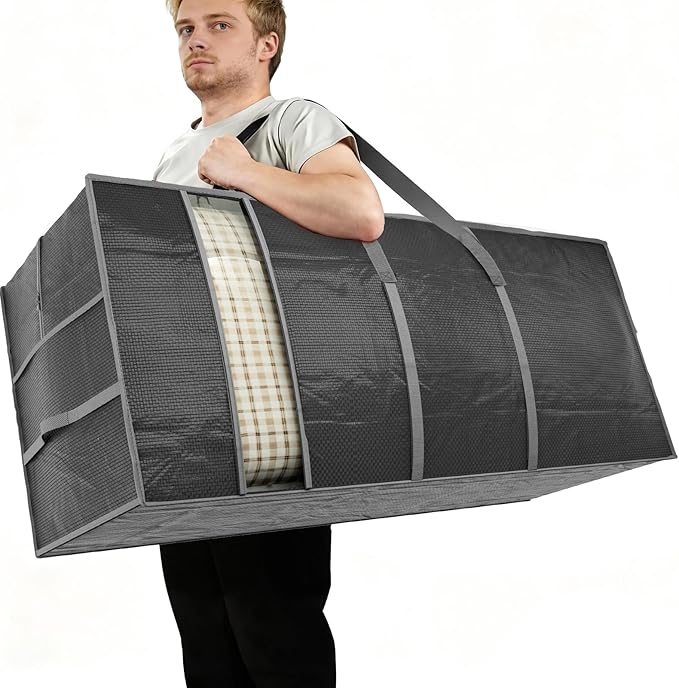 Extra Large Heavy Duty Moving Bags with Reinforced Zipper & Wide Handles, Moisture-Resistant Storage Bins Packing Cubes for Clothes, College Dorm, Travel, and Home Organization