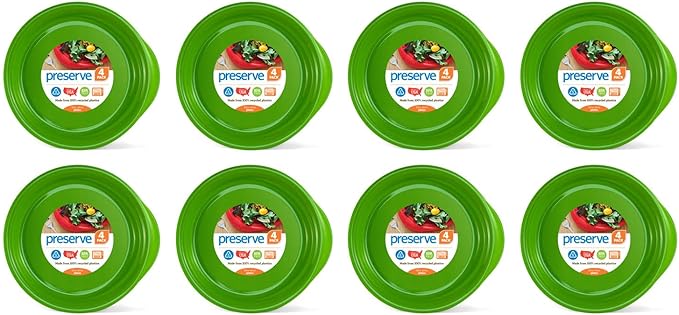 Preserve Everyday BPA Free Dinner Plates Made from Recycled Plastic in the USA, Bulk Set of 32, Apple Green