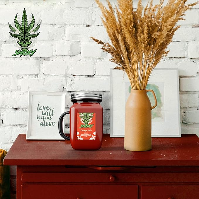 Smoxy Smoke Odor Eliminator Candle - Scented Candle for Home - Indoor Space Deodorizer & Air Freshener with Fragrance Pet Smell - Natural Palm Wax - Glass Mason Jar, 13oz. (Orange Soda)