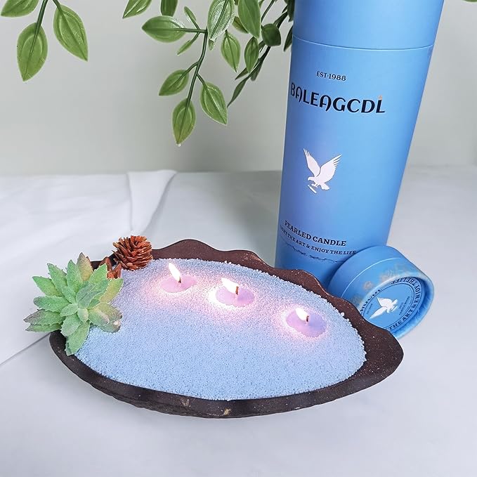 Azure Whisper Pearled Candle – 18 Oz Blue Bell Scented Sand Candles with 30 Wicks | Refillable Blue Wax Long-Lasting Powder 120 Hours Clean Burning for DIY