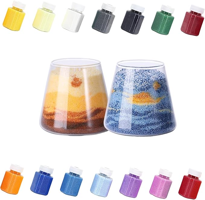 Monivi 14-Color Pearled Candle Sand Gift Set 1.55lb/24.7oz Colored Sand Wax with Glass Jar, 2 Scented Oils, Spoon and 50 Wicks, Wax Sand Beads for Candle Making, Décor, Luxury Gift (14-Color Gift Set)