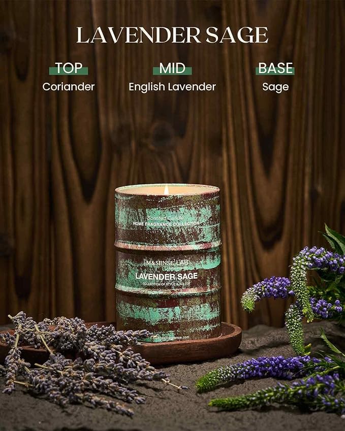 M&SENSE Spring Candle,Lavender Sage Scented Candles Natural Non Toxic, Aromatherapy Candle for Stress Relief Meditation Relaxing, Housewarming Gifts for Women Men, 11.3oz