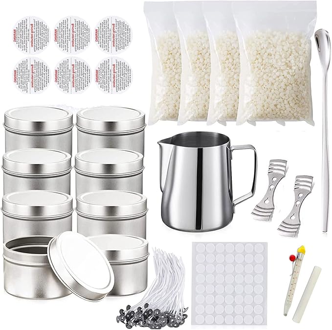 DIY Wax Candle Making Kit, Fragrant Candle Making Kit, 50 Candle Machines, 8 Pots, Handmade Candles and Craft Supplies for Beginners TH0JY-1210
