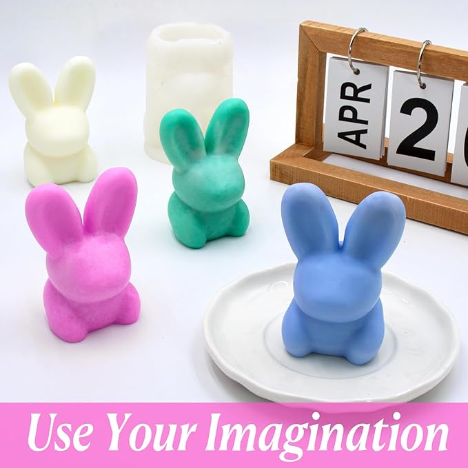 Easter Candle Bunny Silicone Molds Rabbit Resin Soap Wax Candle Wax Making Mold Silicone Shapes for Candles Resin Making Moldes De para Velas De Silicona para Velas