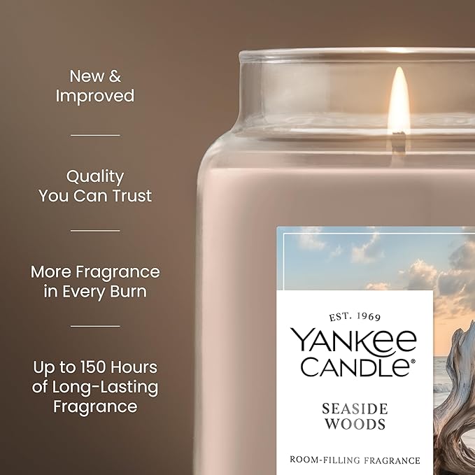 Yankee Candle Seaside Woods Scented Candle, 22oz Large Jar with up to 150 Hour Burn Time, Giftable