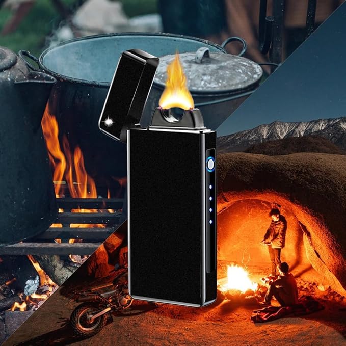 GADATOP Arc Plasma Flame Lighter USB Rechargeable Windproof Electric Lighter for Candle(Matte Black)