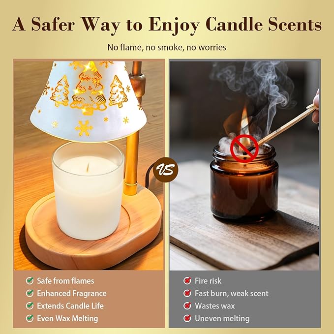 Candle Warmer Lamp with Timer Dimmer：Christmas Decorations Indoor, Birthday Gifts for Women Mom, Vintage Wax Melt Warmer for Jar Candles, Warming Gifts for Office, Dorm, Apartment & New Home Decor