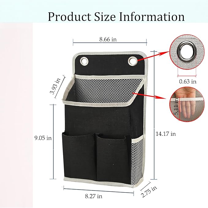 Hanging Basket for Organizing, Wall Organizer with Pockets and Over The Door Organizer，Can for Home, Closet, Office and Camper (Black2)