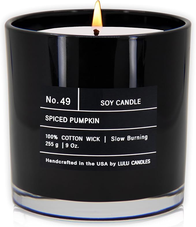 Lulu Candles | Spiced Pumpkin | Smells Like Pumpkin & Chai | Luxury Scented Soy Jar Candle | Hand Poured in The USA | Highly Scented Long Lasting (9 Oz.)
