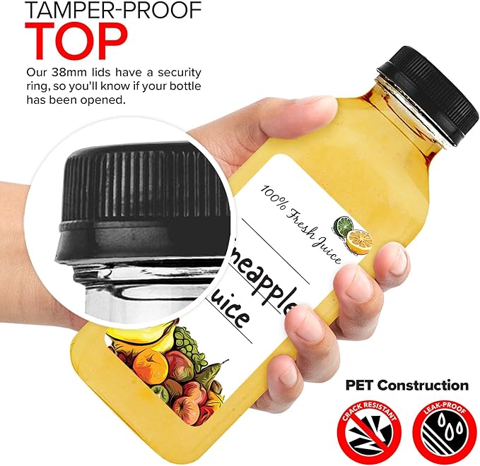 Juice Bottles with Caps for Juicing & Smoothies, Reusable Clear Empty Plastic Bottles with Caps, 16 Ounce Drink Containers for Mini Fridge, Juicer Shots, Small Water Bottles Bulk 16 oz (35 Pack)