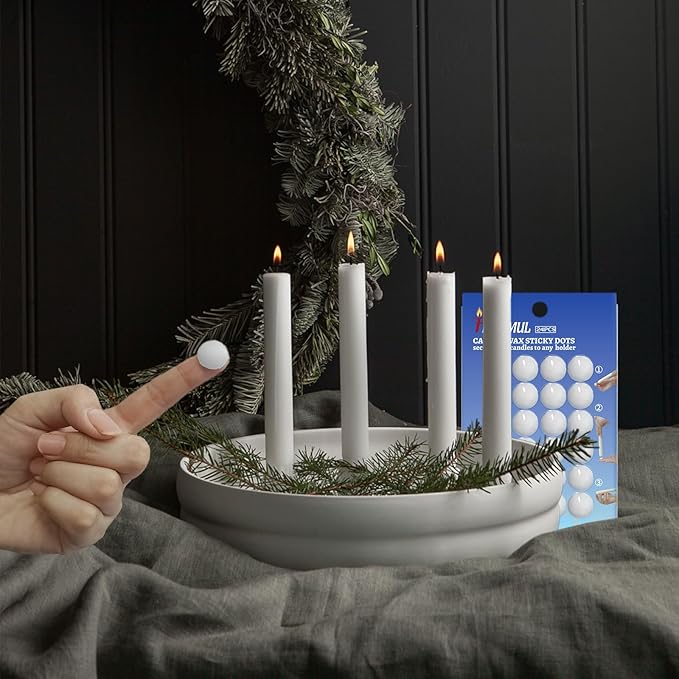 Candle Sticky Dots - White Accessories, Wax Adapter, Adhesive (Set of 48)