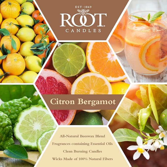 Root Candles Scented Candles in Travel Tin 24-Hour Honeycomb Traveler Handcrafted Beeswax Blend Candle, 4-Ounce, Citron & Bergamot