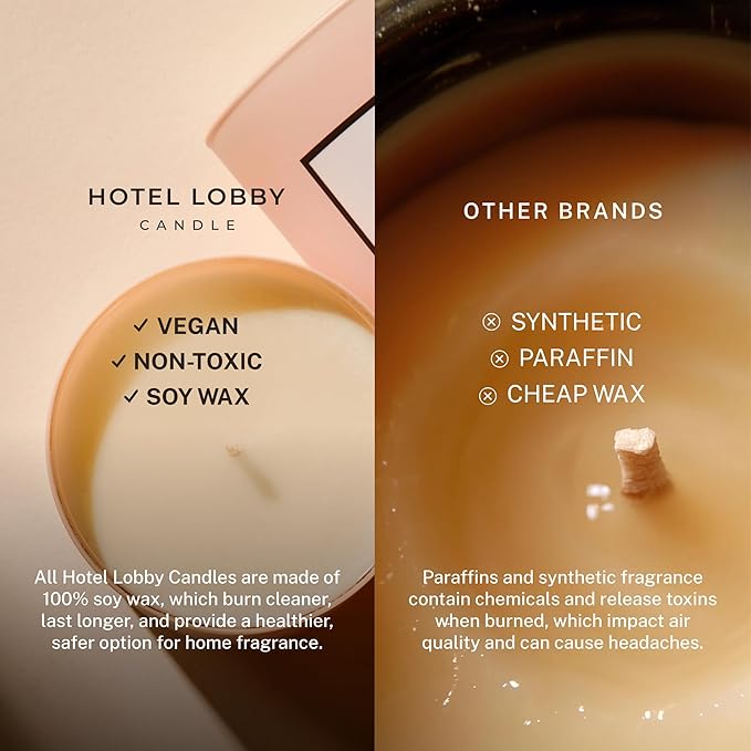 Hotel Lobby Capri Candle – Hand-Poured 9.75oz 100% Soy Wax with Italian Citrus, Jasmine, Amaro Liqueur, Sea Salt, and Mineral Amber – Paraffin-Free, Infused with Essential Oils, 65-Hour Non-Toxic Burn