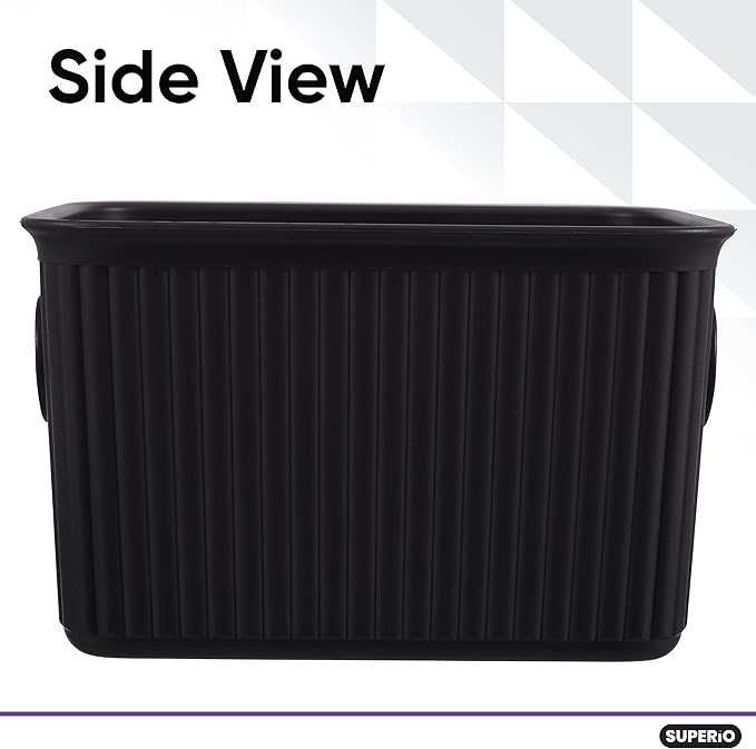 Superio Ribbed Collection - Decorative Plastic Basket Open Home Storage Bins Organizer, Small Brown (4 Pack) Container Boxes for Organizing Closet Storage Bins for Shelves Drawer Shelf 1.5 Liter