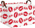 Valentine's Day Basket for Gifts Empty Cute Heart Large Gift Basket Decorative Storage Bin for Kid and Baby Room Décor (XOXO Red Lips)