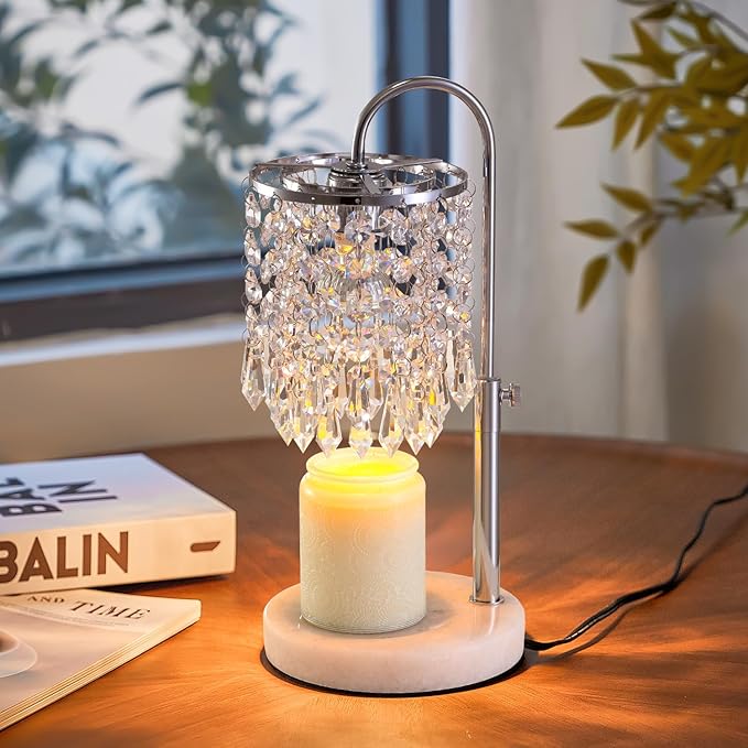 Candle Warmer Lamp with Timer Dimmer and 3 Bulbs, Lamp Candle Warmer with Marble Base,Wax Melt Warmer for Jar Candles, Birthday Gifts for Women Mom, House Warming Gifts New Home Decor