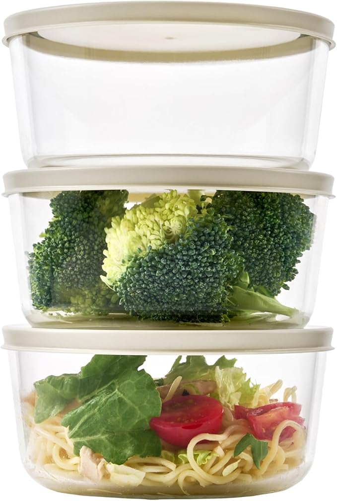 DURA LIVING 6-Piece Glass Food Storage Containers Set (3 Containers + 3 BPA-Free Lids) | 4-Cup, Leakproof | Microwave, Freezer, Oven & Dishwasher Safe | Ideal for Meal Prep & Pantry Organization