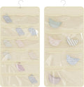 Hanging Closet Underwear Organizer, 28-Pockets Dual-Sided Storage for Socks, Bras, and Leggings Lingerie and Kids’ Clothing, Beige