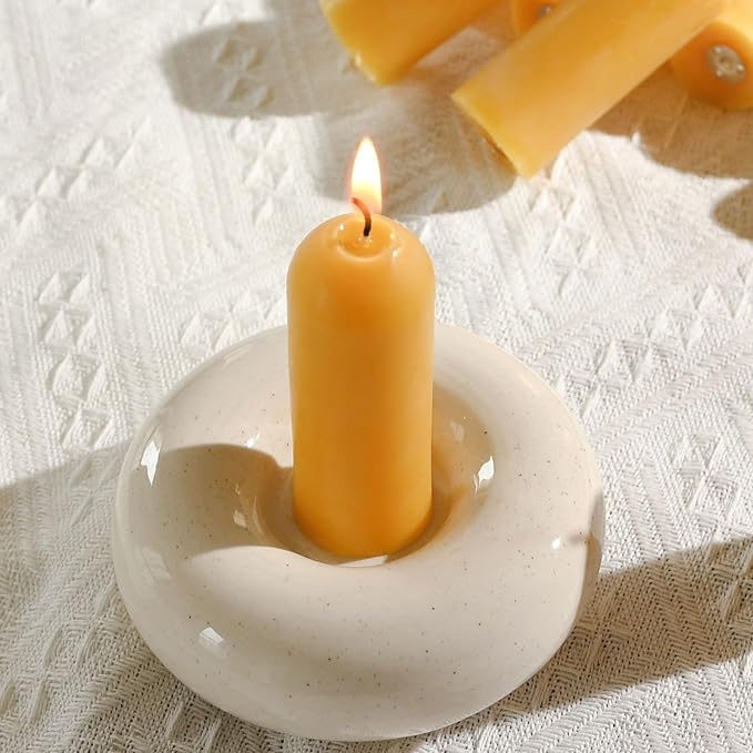 DEYBBY Beeswax Small Pillar Candles 6 Pack - Natural Beeswax Emergency Candles Bulk for Home Room Blackout Housewarming Gift