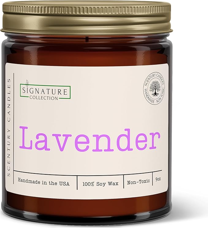 Lavender Scented Candle, Many Scents to Choose from, All Natural Non-Toxic Soy Wax, Handmade in The USA (Lavender)